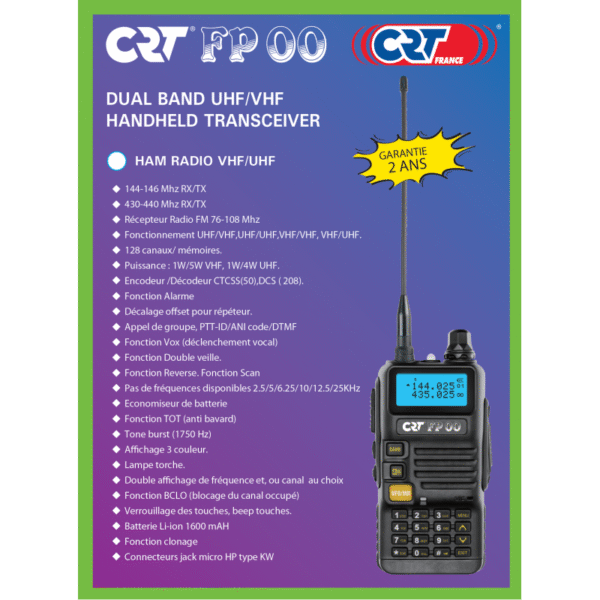 CRT FP00 RICETRASMETTITORE PORTATILE DUAL BAND 5W - immagine 3